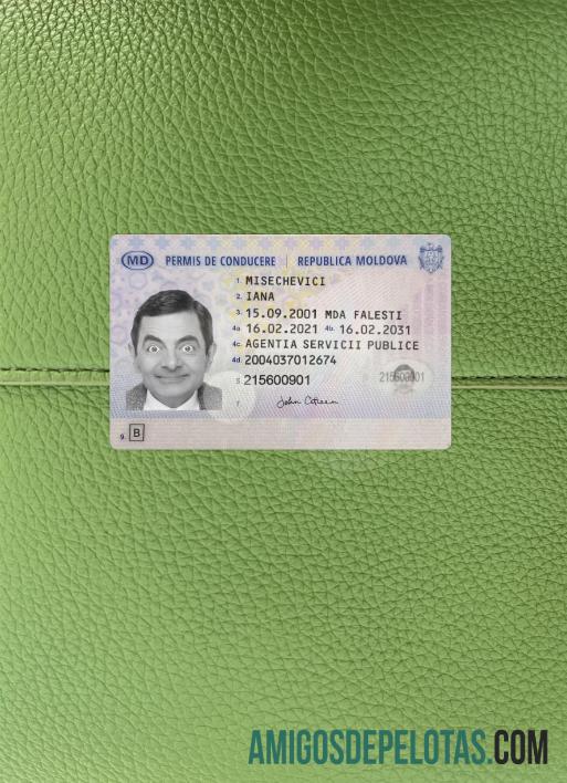 Carteira de motorista da Moldávia 2021 presente fotolook frente exemplo